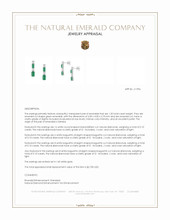 3.40 Ct.Tw.Total Carat Weight Emerald and Natural Diamond Studs Earrings, 14K White Gold Appraisal