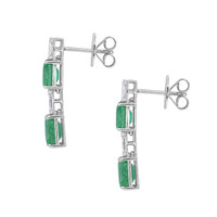 3.40 Ct.Tw.Total Carat Weight Emerald and Natural Diamond Studs Earrings, 14K White Gold Image