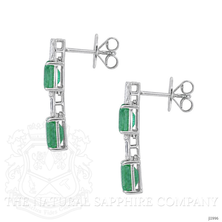 3.40 Ct.Tw. Emerald and Natural Diamond Studs Earrings, 14K White Gold