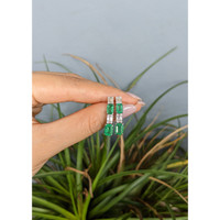 3.40&nbsp;Ct.Tw.Total Carat Weight Emerald and Natural Diamond Studs Earrings, 14K White Gold Life Style