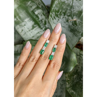 3.40 Ct.Tw.Total Carat Weight Emerald and Natural Diamond Studs Earrings, 14K White Gold Life Style