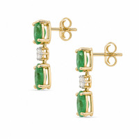 1.54&nbsp;Ct.Tw.Total Carat Weight Emerald and Natural Diamond Studs Earrings, 14K Yellow Gold Image