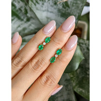 1.54&nbsp;Ct.Tw.Total Carat Weight Emerald and Natural Diamond Studs Earrings, 14K Yellow Gold Life Style