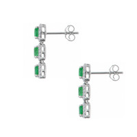 1.28&nbsp;Ct.Tw.Total Carat Weight Emerald and Natural Diamond Studs Earrings, 14K White Gold Image