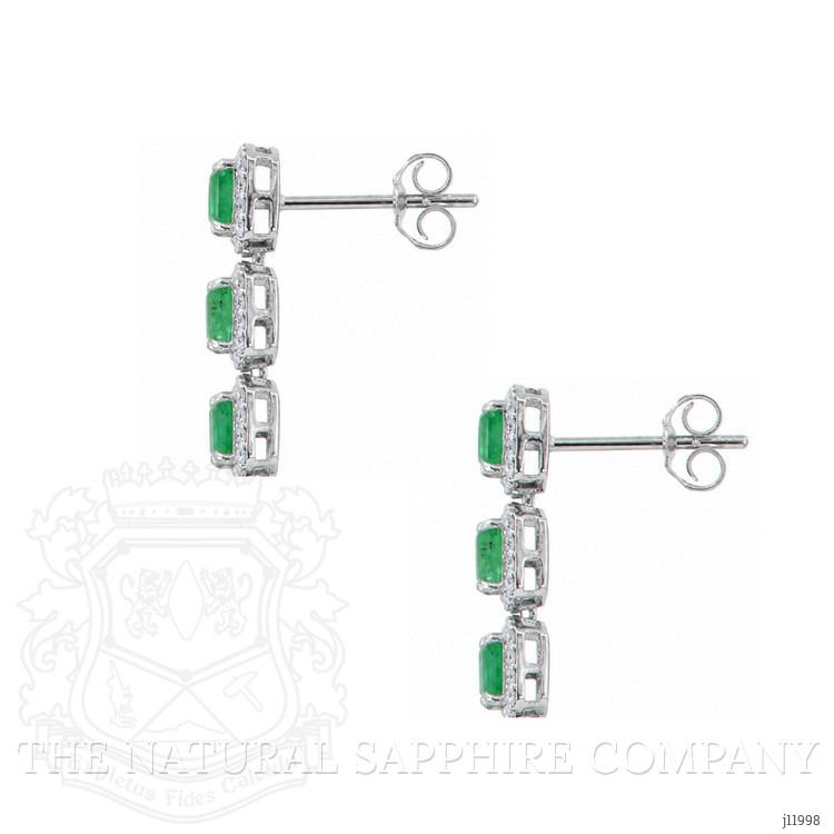 1.28 Ct.Tw. Emerald and Natural Diamond Studs Earrings, 14K White Gold