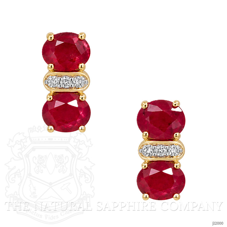 1.97 Ct.Tw. Ruby and Natural Diamond Studs Earrings, 14K White Gold