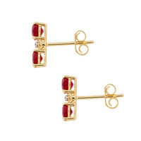 1.97&nbsp;Ct.Tw.Total Carat Weight Ruby and Natural Diamond Studs Earrings, 14K White Gold Image