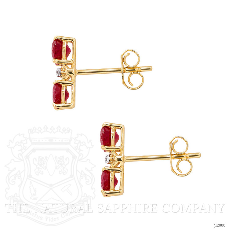 1.97 Ct.Tw. Ruby and Natural Diamond Studs Earrings, 14K White Gold
