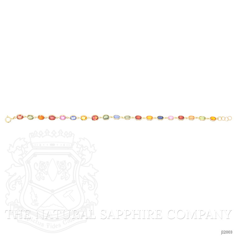 8.07 Ct.Tw. Multi Color Sapphire Tennis/Line Bracelet, 14K Yellow Gold