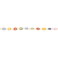 8.07&nbsp;Ct.Tw.Total Carat Weight Multi Color Sapphire Tennis/Line Bracelet, 14K Yellow Gold Image
