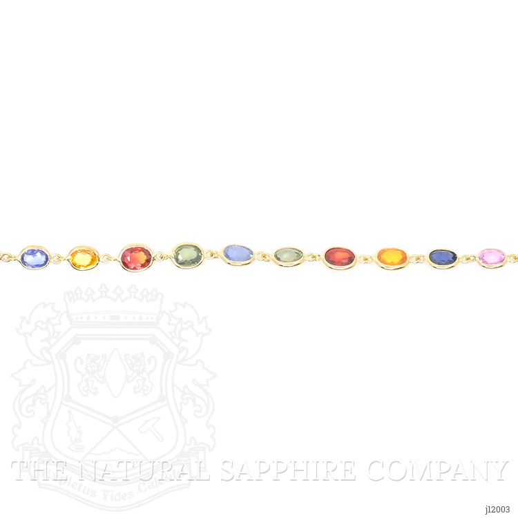 8.07 Ct.Tw. Multi Color Sapphire Tennis/Line Bracelet, 14K Yellow Gold