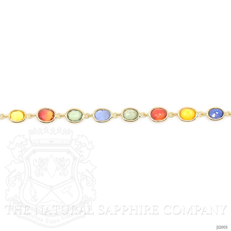 8.07 Ct.Tw. Multi Color Sapphire Tennis/Line Bracelet, 14K Yellow Gold