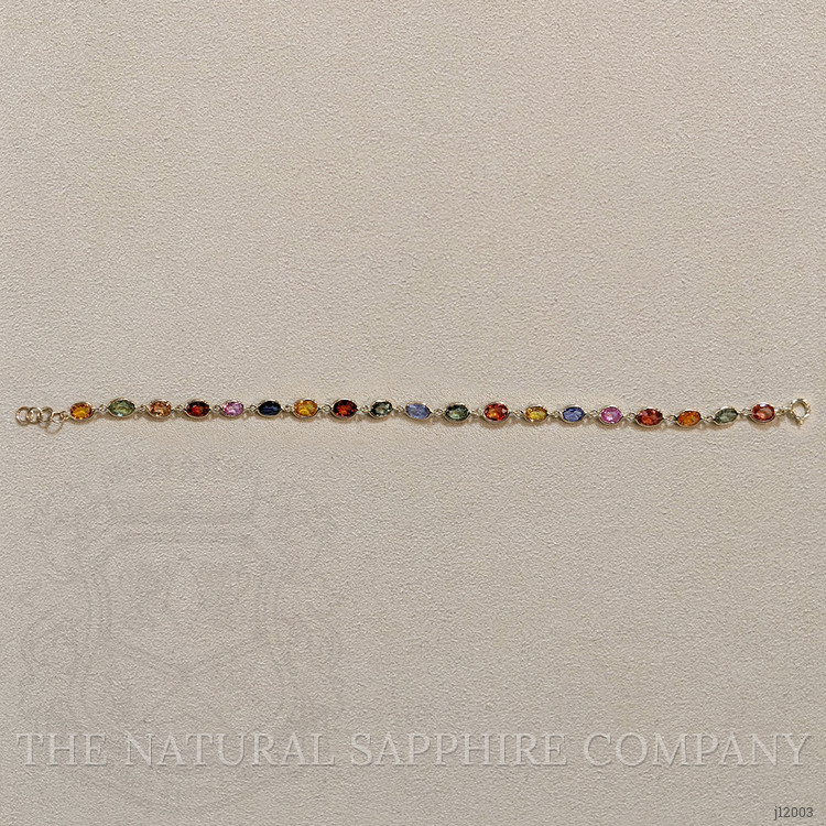 8.07 Ct.Tw. Multi Color Sapphire Tennis/Line Bracelet, 14K Yellow Gold