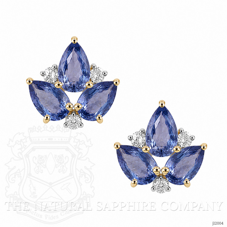 1.47 Ct.Tw. Blue Sapphire and Natural Diamond Studs Earrings, 14K Yellow Gold