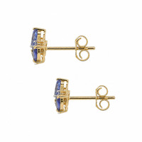 1.47&nbsp;Ct.Tw.Total Carat Weight Blue Sapphire and Natural Diamond Studs Earrings, 14K Yellow Gold Image