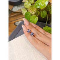 1.47&nbsp;Ct.Tw.Total Carat Weight Blue Sapphire and Natural Diamond Studs Earrings, 14K Yellow Gold Life Style