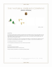 0.70 Ct.Tw.Total Carat Weight Emerald and Natural Diamond Studs Earrings, 14K Yellow Gold Appraisal