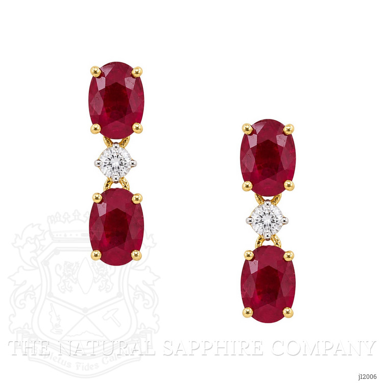 1.67 Ct.Tw. Ruby and Natural Diamond Studs Earrings, 14K Yellow Gold