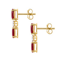 1.67&nbsp;Ct.Tw.Total Carat Weight Ruby and Natural Diamond Studs Earrings, 14K Yellow Gold Image