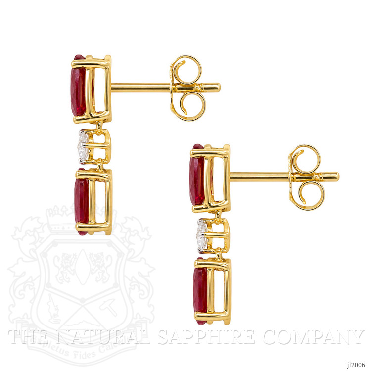1.67 Ct.Tw. Ruby and Natural Diamond Studs Earrings, 14K Yellow Gold
