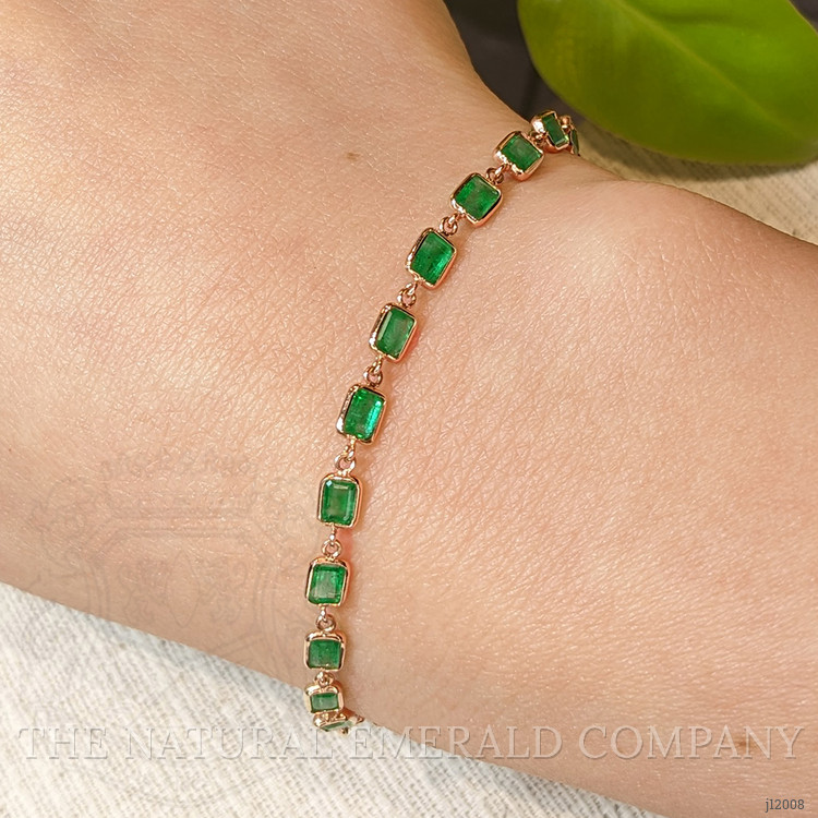 4.30 Ct.Tw. Emerald Tennis/Line Bracelet, 14K Yellow Gold