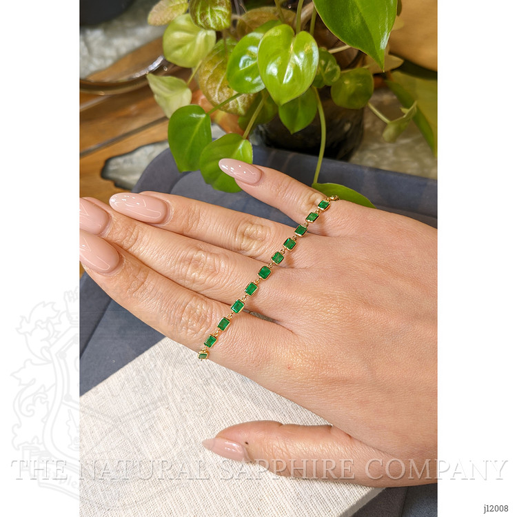 4.30 Ct.Tw. Emerald Tennis/Line Bracelet, 14K Yellow Gold