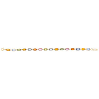 9.16 Ct.Tw.Total Carat Weight Multi Color Sapphire Tennis/Line Bracelet, 14K Yellow Gold Image