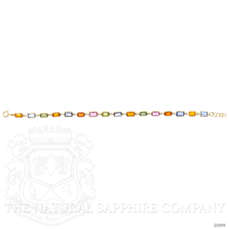 9.16 Ct.Tw. Multi Color Sapphire Tennis/Line Bracelet, 14K Yellow Gold