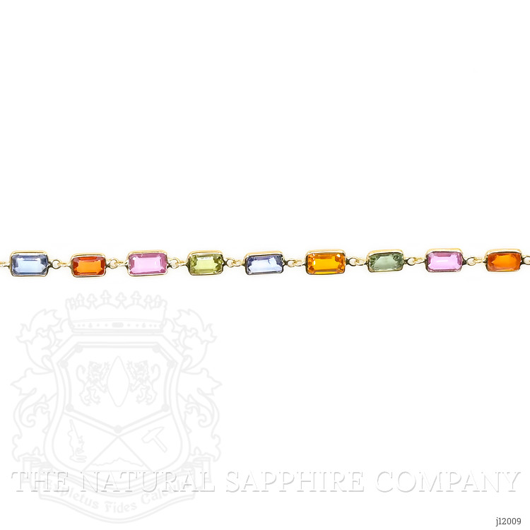 9.16 Ct.Tw. Multi Color Sapphire Tennis/Line Bracelet, 14K Yellow Gold