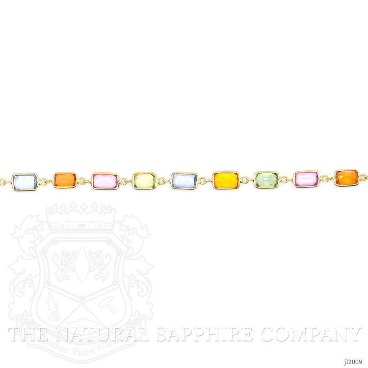 9.16 Ct.Tw. Multi Color Sapphire Tennis/Line Bracelet, 14K Yellow Gold