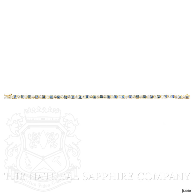 3.42 Ct.Tw. Blue Sapphire and Natural Diamond Tennis/Line Bracelet, 14K Yellow Gold