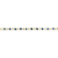 3.42&nbsp;Ct.Tw.Total Carat Weight Blue Sapphire and Natural Diamond Tennis/Line Bracelet, 14K Yellow Gold Image