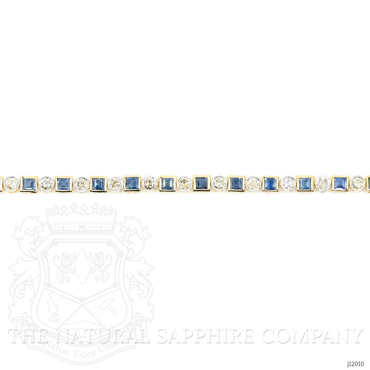 3.42 Ct.Tw. Blue Sapphire and Natural Diamond Tennis/Line Bracelet, 14K Yellow Gold