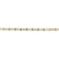 3.42&nbsp;Ct.Tw.Total Carat Weight Blue Sapphire and Natural Diamond Tennis/Line Bracelet, 14K Yellow Gold Image