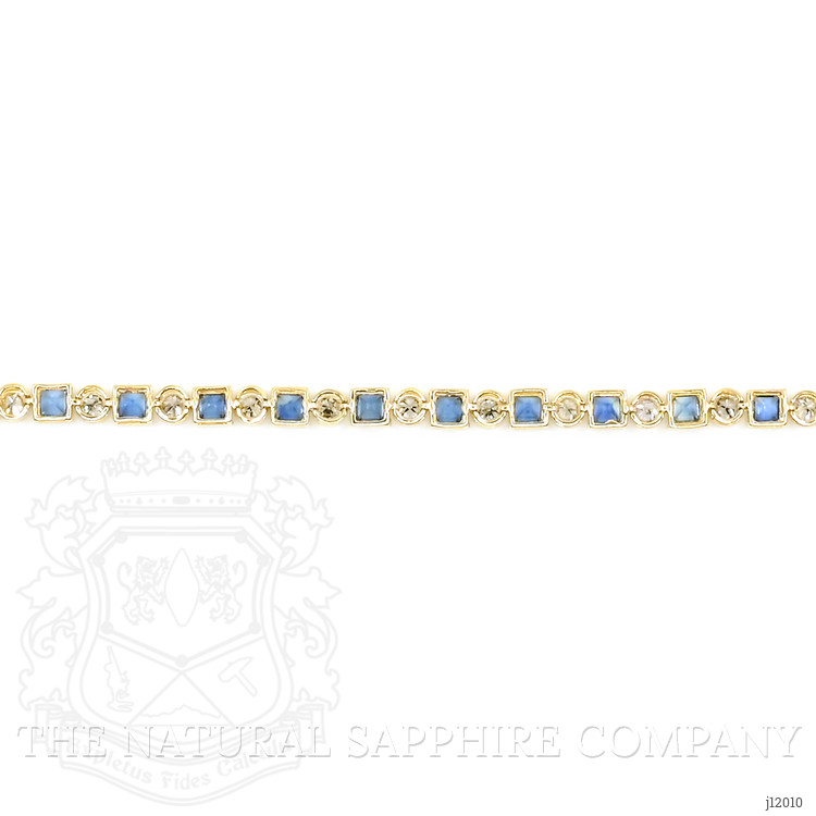 3.42 Ct.Tw. Blue Sapphire and Natural Diamond Tennis/Line Bracelet, 14K Yellow Gold