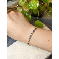 3.42&nbsp;Ct.Tw.Total Carat Weight Blue Sapphire and Natural Diamond Tennis/Line Bracelet, 14K Yellow Gold Life Style