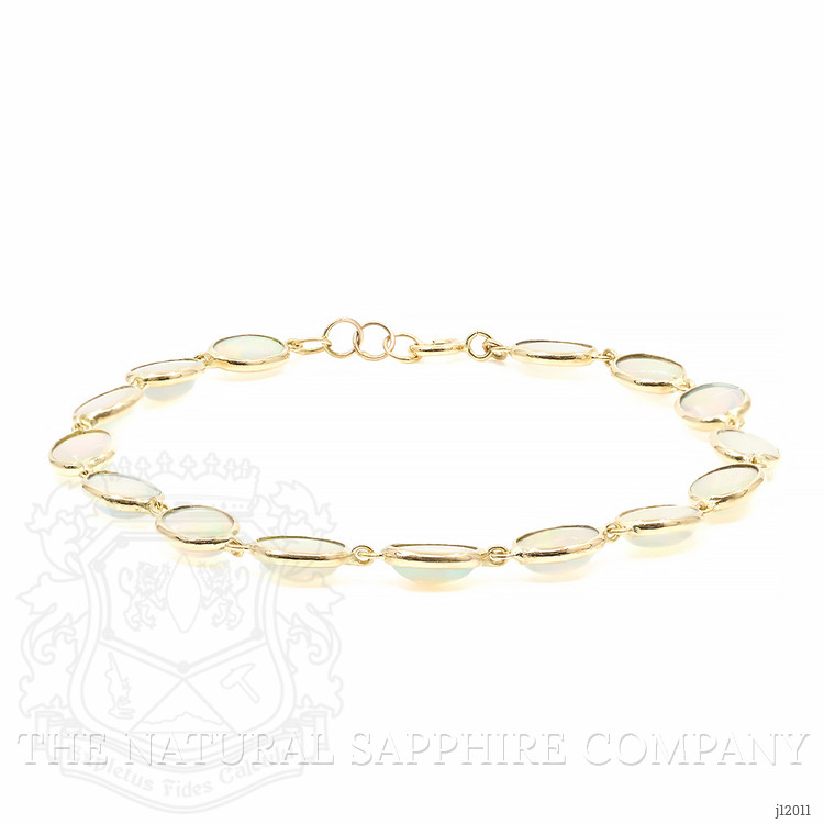 7.23 Ct.Tw. Multi Color Opal Tennis/Line Bracelet, 14K Yellow Gold