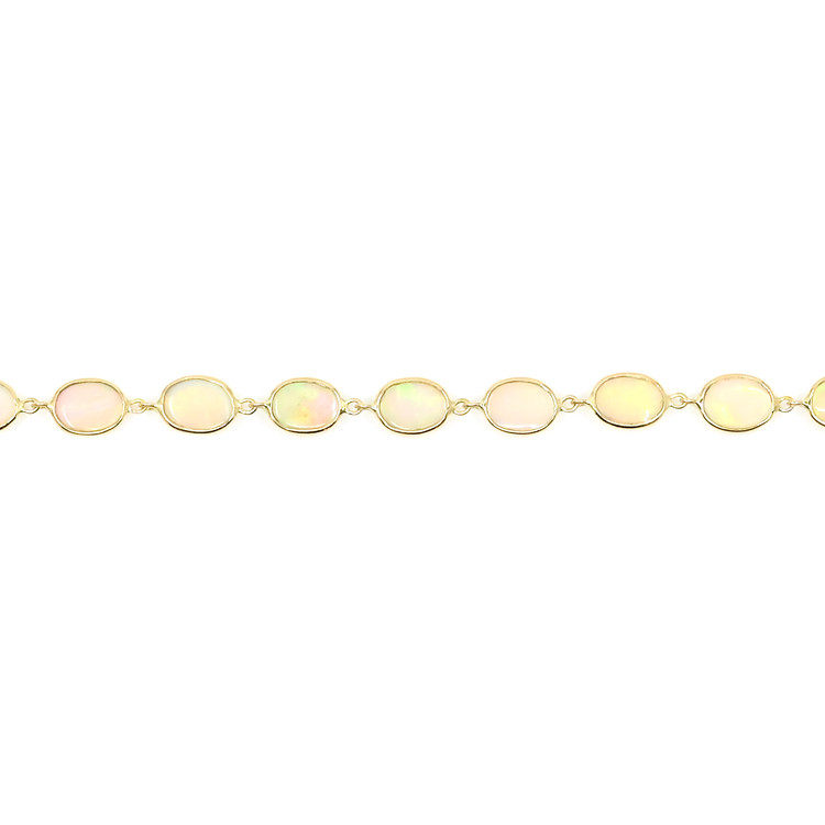 7.23 Ct.Tw. Multi Color Opal Tennis/Line Bracelet, 14K Yellow Gold