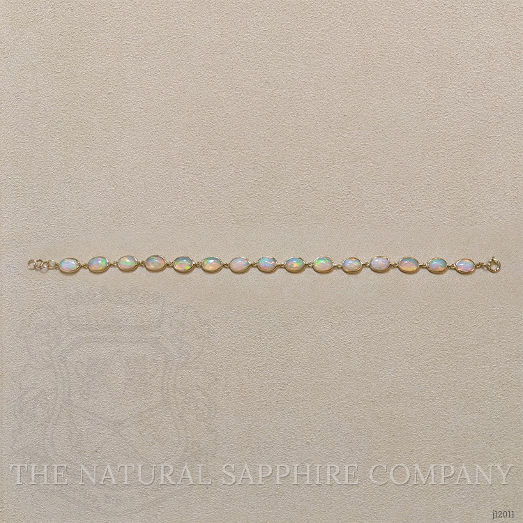 7.23 Ct.Tw. Multi Color Opal Tennis/Line Bracelet, 14K Yellow Gold