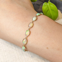 7.23&nbsp;Ct.Tw.Total Carat Weight Multi Color Opal Tennis/Line Bracelet, 14K Yellow Gold Life Style