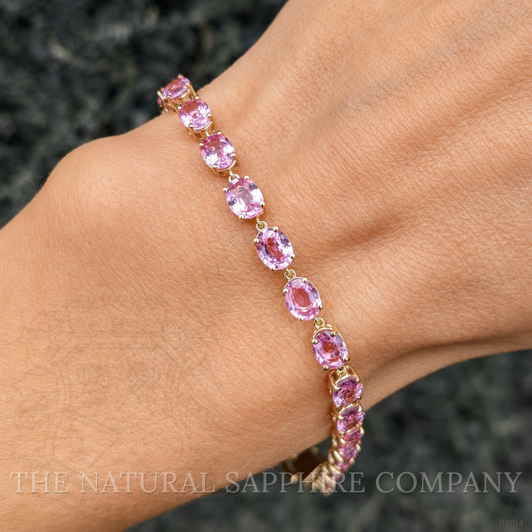 10.24 Ct.Tw. Pink Sapphire Tennis/Line Bracelet, 14K Yellow Gold