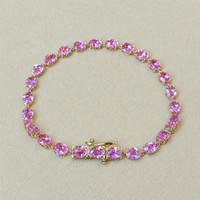 10.24&nbsp;Ct.Tw.Total Carat Weight Pink Sapphire Tennis/Line Bracelet, 14K Yellow Gold Image