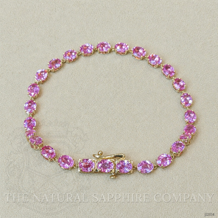 10.24 Ct.Tw. Pink Sapphire Tennis/Line Bracelet, 14K Yellow Gold