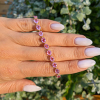 10.24&nbsp;Ct.Tw.Total Carat Weight Pink Sapphire Tennis/Line Bracelet, 14K Yellow Gold Life Style