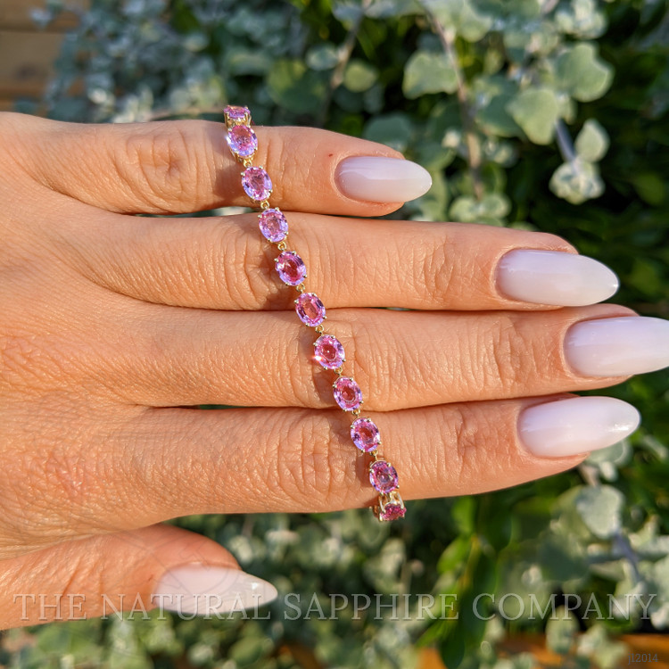 10.24 Ct.Tw. Pink Sapphire Tennis/Line Bracelet, 14K Yellow Gold
