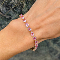 10.24&nbsp;Ct.Tw.Total Carat Weight Pink Sapphire Tennis/Line Bracelet, 14K Yellow Gold Life Style