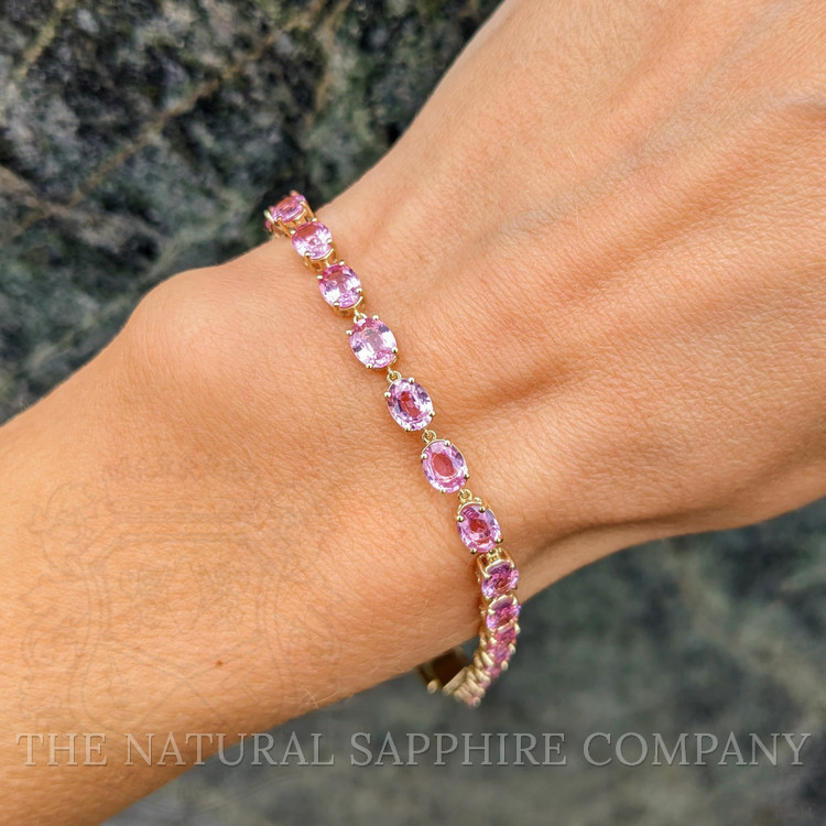 10.24 Ct.Tw. Pink Sapphire Tennis/Line Bracelet, 14K Yellow Gold