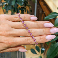 10.24&nbsp;Ct.Tw.Total Carat Weight Pink Sapphire Tennis/Line Bracelet, 14K Yellow Gold Life Style