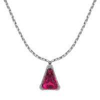 14.00 Ct. Pink Tourmaline and Natural Diamond Pave Necklace, 18K White Gold Video