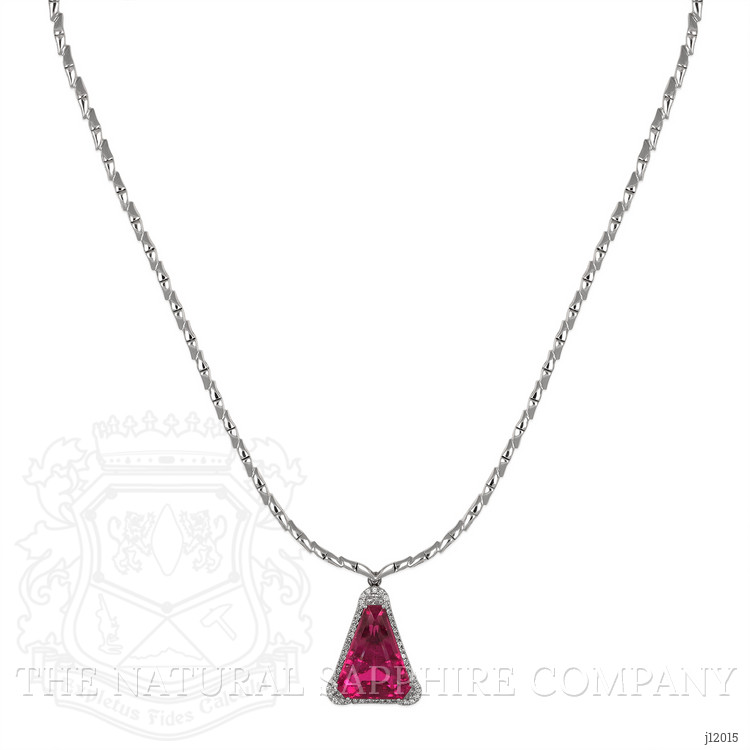 14.00 Ct. Pink Tourmaline and Natural Diamond Pave Necklace, 18K White Gold